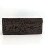 Finely Chip-Carved Dark-Stained Wooden Box