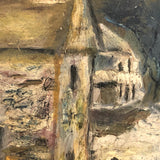 Red Hat on Snowy Street, Antique Painting with Heavy Impasto on Academy Board