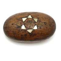 Antique French Olive Wood Snuff Box with Mother of Pearl Inlay