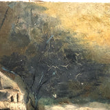 Red Hat on Snowy Street, Antique Painting with Heavy Impasto on Academy Board