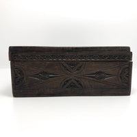 Finely Chip-Carved Dark-Stained Wooden Box