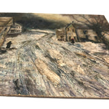 Red Hat on Snowy Street, Antique Painting with Heavy Impasto on Academy Board