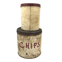 Perfectly Dinged Up Old "Chips" Canister (plus 1)