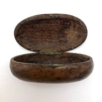 Antique French Olive Wood Snuff Box with Mother of Pearl Inlay
