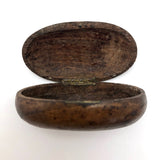 Antique French Olive Wood Snuff Box with Mother of Pearl Inlay
