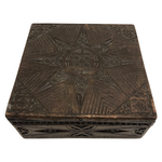 Finely Chip-Carved Dark-Stained Wooden Box