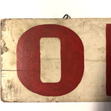 Hand-Painted, Double-Side Old Red and White Wooden OPEN Sign, 33 Inches