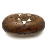 Antique French Olive Wood Snuff Box with Mother of Pearl Inlay