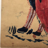 Marvelous Antique Folk Art Indian Chief Watercolor Drawing