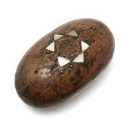 Antique French Olive Wood Snuff Box with Mother of Pearl Inlay