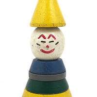Vintage Wooden Clown Stacking Toy