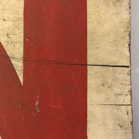 Hand-Painted, Double-Side Old Red and White Wooden OPEN Sign, 33 Inches
