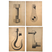 H.A Brown Large Graphite Industrial Design Renderings - SOLD INDIVIDUALLY