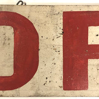 Hand-Painted, Double-Side Old Red and White Wooden OPEN Sign, 33 Inches