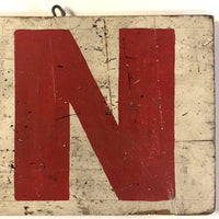 Hand-Painted, Double-Side Old Red and White Wooden OPEN Sign, 33 Inches
