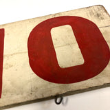 Hand-Painted, Double-Side Old Red and White Wooden OPEN Sign, 33 Inches