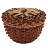 Striking Wabanaki MicMac Lidded Splint and Sweetgrass Porcupine Curl Basket-reserved for JE