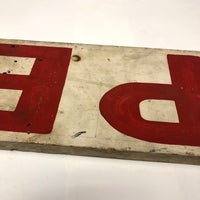 Hand-Painted, Double-Side Old Red and White Wooden OPEN Sign, 33 Inches