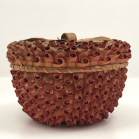Striking Wabanaki MicMac Lidded Splint and Sweetgrass Porcupine Curl Basket-reserved for JE
