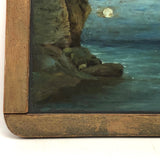 Double-sided Painting On School Slate: Seascape + Board on Fence