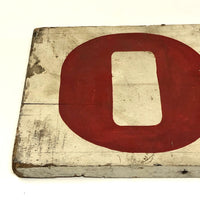 Hand-Painted, Double-Side Old Red and White Wooden OPEN Sign, 33 Inches