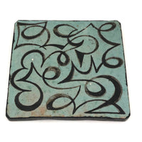 Walter Addison Mid Century Pottery Trivet, Green and Black