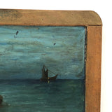 Double-sided Painting On School Slate: Seascape + Board on Fence