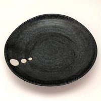 Black Hand Thrown Ceramic Plate with White Dots