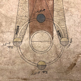 Ink and Watercolor Large Indian Yantra Type Drawing