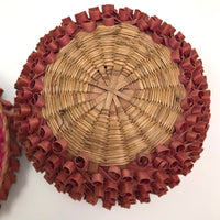 Striking Wabanaki MicMac Lidded Splint and Sweetgrass Porcupine Curl Basket-reserved for JE
