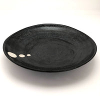 Black Hand Thrown Ceramic Plate with White Dots