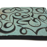 Walter Addison Mid Century Pottery Trivet, Green and Black