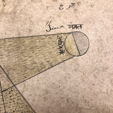 Ink and Watercolor Large Indian Yantra Type Drawing