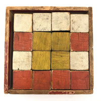 Lovely, Early Old Set of Color Cubes in Wooden Box