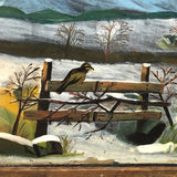 Double-sided Painting On School Slate: Seascape + Board on Fence