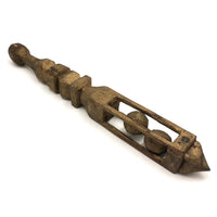 Gold Painted Finely Carved Two Balls in Cage Rattle Whimsy