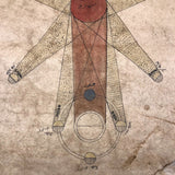 Ink and Watercolor Large Indian Yantra Type Drawing