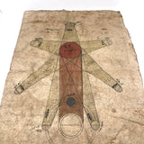 Ink and Watercolor Large Indian Yantra Type Drawing