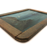 Double-sided Painting On School Slate: Seascape + Board on Fence