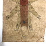 Ink and Watercolor Large Indian Yantra Type Drawing