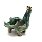 Funky Mid-Century Ceramic Turtle Candleholder, Signed