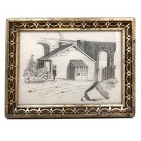 Hammering Man, Antique Framed Graphite Drawing