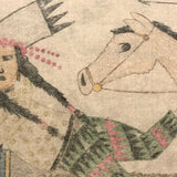 Original Signed Native American Ledger Drawing, Early to Mid 20th Century