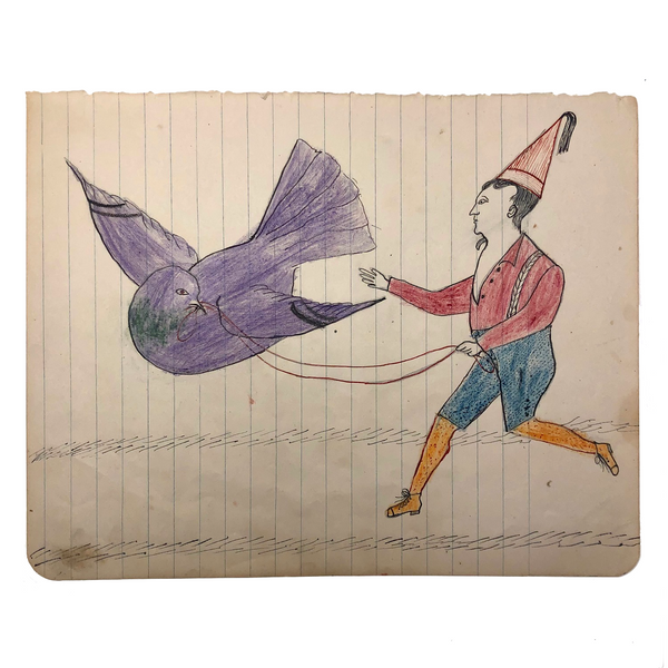 Wayne B. Blouch, Untitled (Man with Purple Bird)