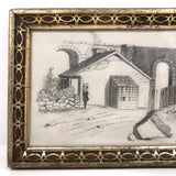 Hammering Man, Antique Framed Graphite Drawing