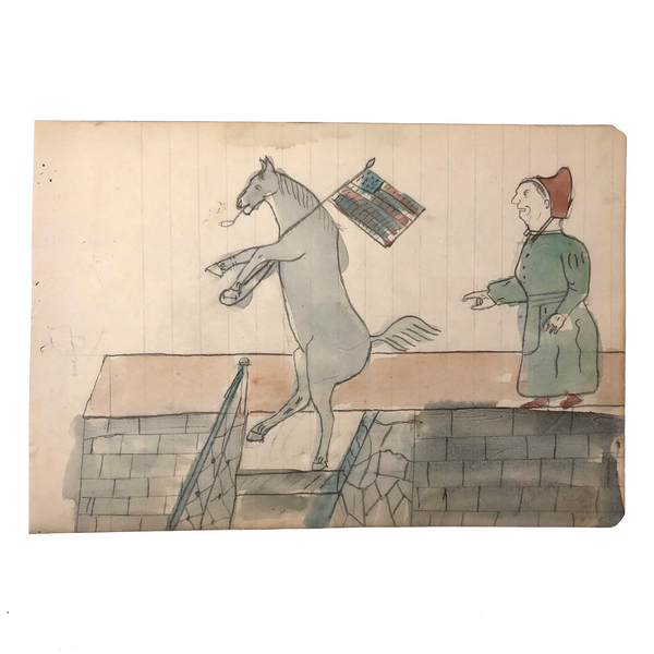 Wayne B. Blouch, Untitled (Woman and Donkey with Flag)