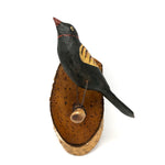 Antique German Carved and Painted Perched Bird Wall Hanging