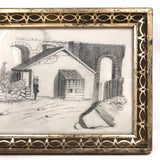 Hammering Man, Antique Framed Graphite Drawing