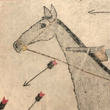 Original Signed Native American Ledger Drawing, Early to Mid 20th Century