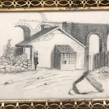 Hammering Man, Antique Framed Graphite Drawing